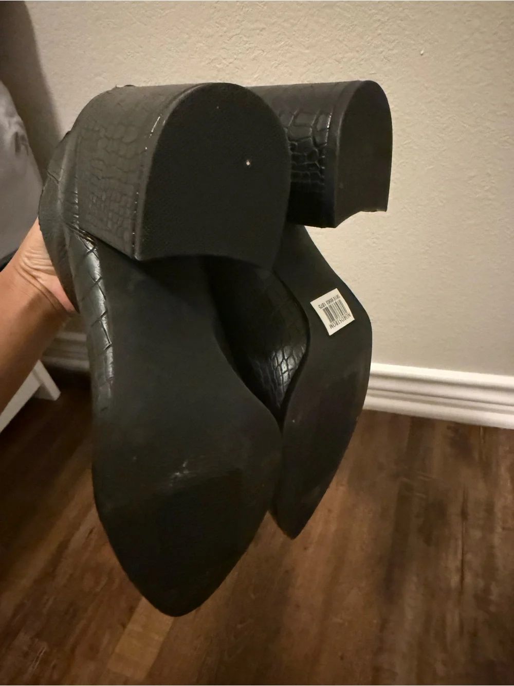 Steve Madden Black Croc-Embossed Pointed Ankle Booties